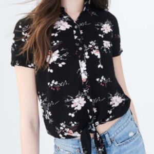 Aeropostale Tie-front Floral Top